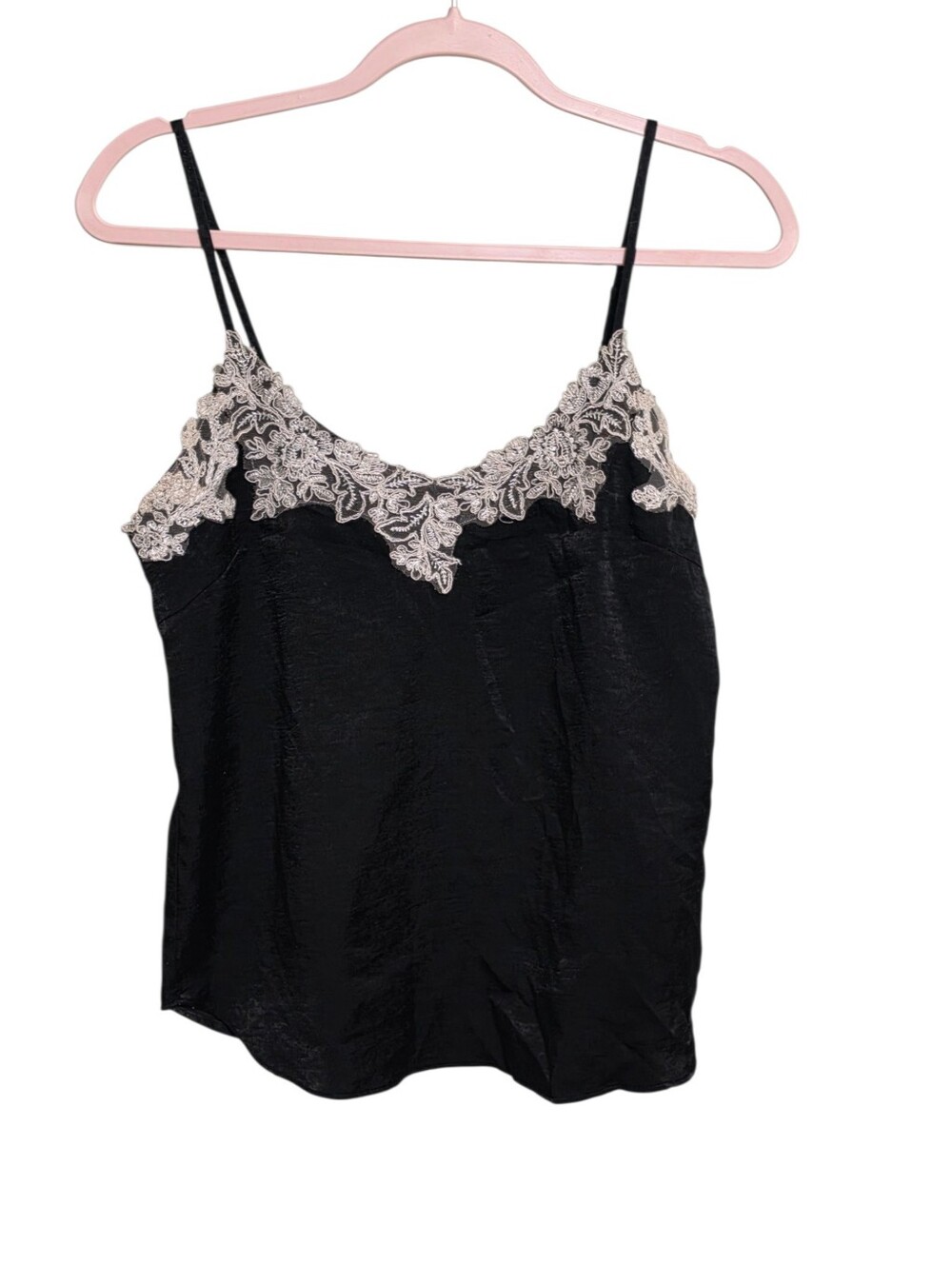 HeartLoom Black Satin Lace Cami Top Xs Going Out Layering